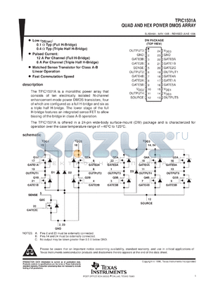 TPIC1501ADWR datasheet - QUAD AND HEX POWER DMOS ARRAY