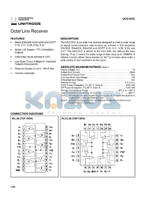 UC5181CQTR datasheet - HIGH SPEED SYNCHRONOUS OCTAL LINE RECEIVER