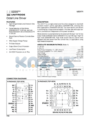 UC5171Q datasheet - OCTAL LINE DRIVER WITH TTL MODE SELECTION