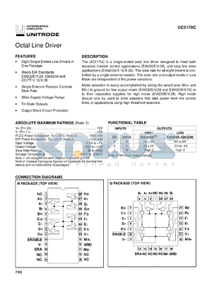 UC5170CJ datasheet - OCTAL LINE DRIVER WITH STRAPPED MODE SELECTION