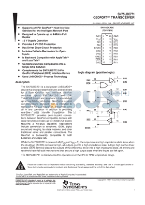 SN75LBC771DWR datasheet - GEOPORT(TM) TRANSCEIVER