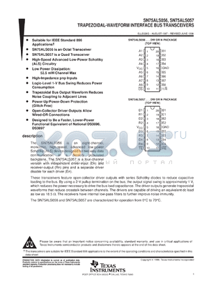 SN75ALS057DWR datasheet - TRAPEZOIDAL-WAVEFORM INTERFACE BUS TRANSCEIVER