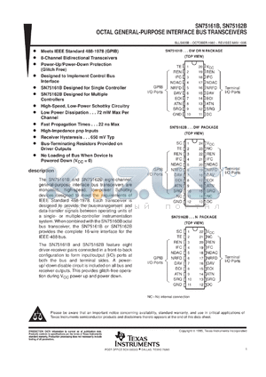 SN75161BDWR datasheet - OCTAL GENERAL-PURPOSE INTERFACE BUS TRANSCEIVER