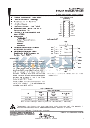 MAX232NS datasheet - DUAL EIA-232 DRIVER/RECEIVER