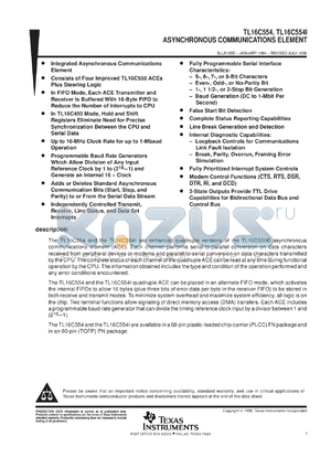 TL16C554PNR datasheet - QUAD UART WITH 16-BYTE FIFOS