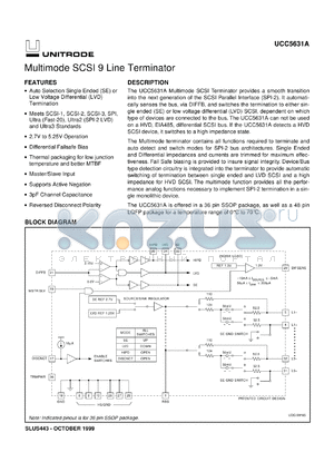 UCC5631AMWP datasheet - 9-LINE 3-5V MULTIMODE TERMINATOR FOR SCSI THROUGH ULTRA3 SCSI AND REVERSE DISCONNECT