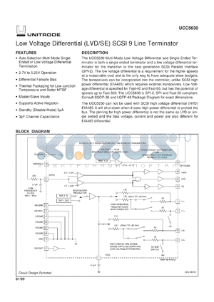 UCC5630FQPTR datasheet - 9-LINE 3-5V MULTIMODE TERMINATOR FOR SCSI THROUGH ULTRA3 SCSI