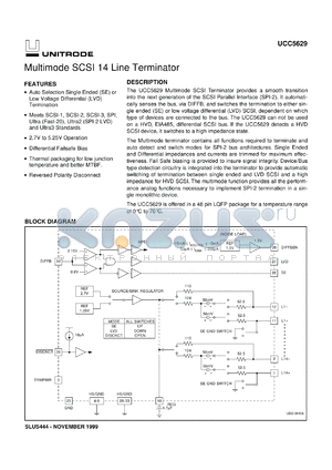 UCC5629FQP datasheet - MULTIMODE SCSI 14 LINE TERMINATOR