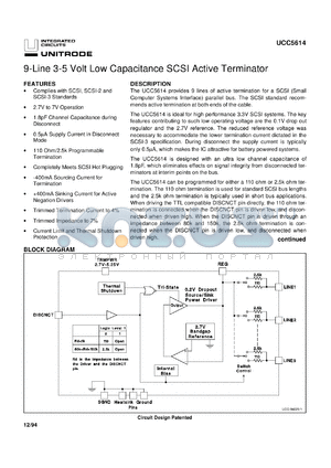 UCC5614DP datasheet - LOWEST CAPACITANCE 9-LINE 3-5V SE TERMINATOR FOR SCSI THROUGH ULTRA SCSI