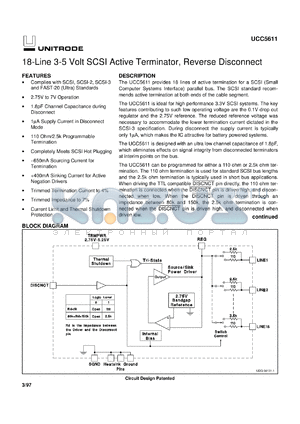 UCC5611DWP datasheet - LOWEST CAPACITANCE 18-LINE 3-5V SE TERMINATOR FOR SCSI THROUGH ULTRA SCSI WITH REVERSE DISCONNECT