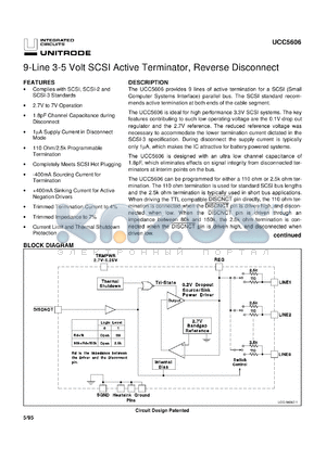 UCC5606J datasheet - LOWEST CAPACITANCE 9-LINE 3-5V SE TERMINATOR FOR SCSI THROUGH ULTRA SCSI WITH REVERSE DISCONNECT