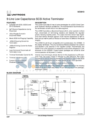 UC5613DPTR datasheet - LOWER CAPACITANCE 9-LINE 5V SE TERMINATOR FOR SCSI AND FAST SCSI
