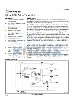 UC5603N datasheet - 9-LINE 5V SE TERMINATOR FOR SCSI AND FAST SCSI