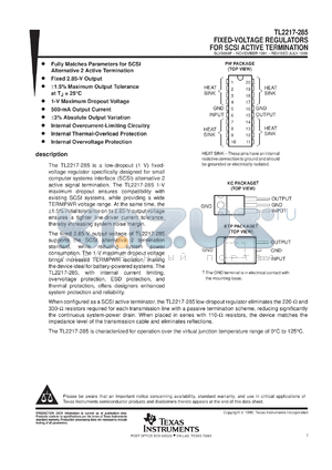 TL2217-285PWR datasheet - FIXED-VOLTAGE REGULATORS FOR SCSI ACTIVE TERMINATION