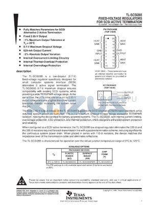 TL-SCSI285MFKB datasheet - FIXED-VOLTAGE REGULATORS FOR SCSI ACTIVE TERMINATION
