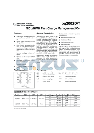 DV2002TL2 datasheet - SIMPLE 8-PIN FAST-CHARGE CONTROLLER WITH TERMINATION