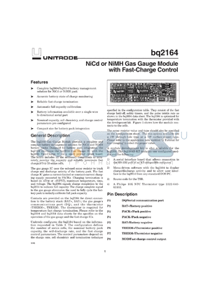 BQ2164B-009 datasheet - GAS GAUGE MODULE WITH LEDS AND SWITCH (L-VERSION) BQ2014  AND BQ2004 BASED
