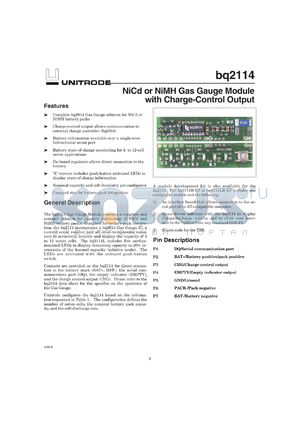 BQ2114LB-018 datasheet - GAS GAUGE MODULE WITH LEDS AND SWITCH (L-VERSION) BQ2014 BASED