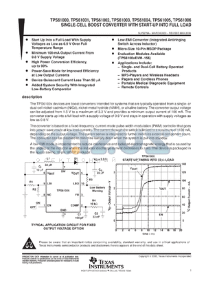 TPS61002DGST datasheet - BOOST, 1-CELL INPUT