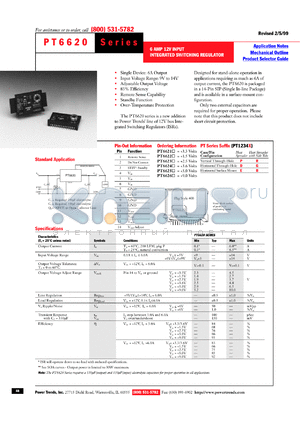 PT6624R datasheet - 3.6VOUT 6AMP 12V-INPUT ADJUSTABLE ISR