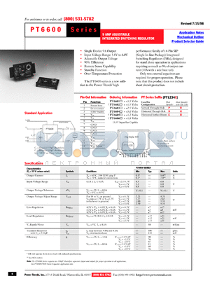 PT6601E datasheet - 3.3VOUT 9AMP 5V-INPUT ADJUSTABLE ISR