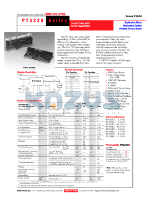 PT3327A datasheet - 1.8VOUT 18.5W 48V-INPUT ISOLATED DC/DC CONVERTER