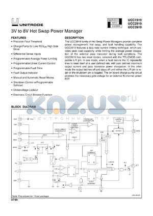 UCC3919D datasheet - 3V TO 8V HOT SWAP POWER MANAGER