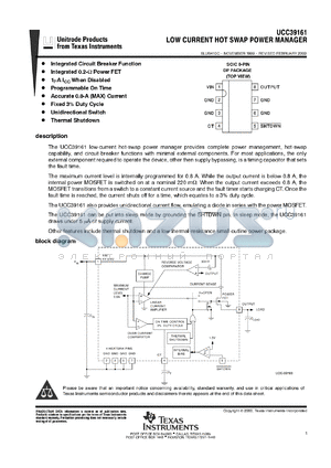 UCC39161DP datasheet - LOW CURRENT HOT SWAP POWER MANAGER