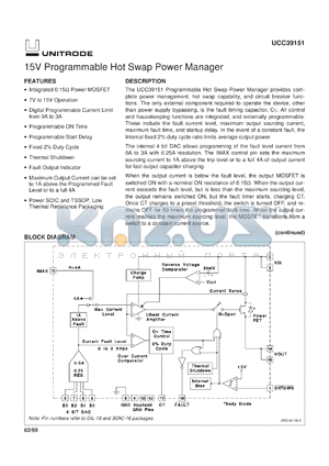 UCC39151DPTR datasheet - 15V PROGRAMMABLE HOT SWAP POWER MANAGER