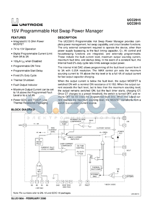 UCC3915DPTR datasheet - 15V PROGRAMMABLE HOT SWAP POWER MANAGER