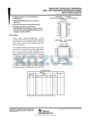 SNJ54ALS253J datasheet - DUAL 1-OF-4 DATA SELECTORS/MULTIPLEXERS WITH 3-STATE OUTPUTS