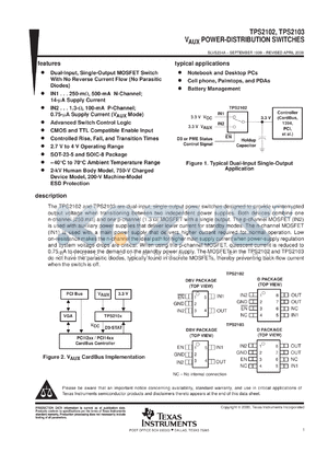 TPS2102DR datasheet - POWER-DISTRIBUTION SWITCHES