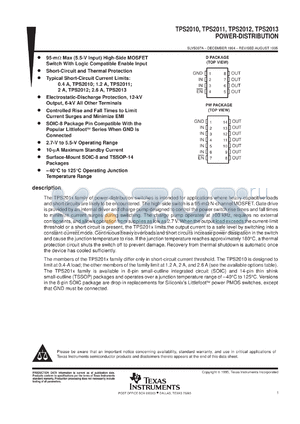 TPS2013PWR datasheet - POWER DISTRIBUTION SWITCH