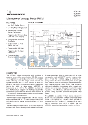 UCC2581J datasheet - MICROPOWER VOLTAGE MODE PWM