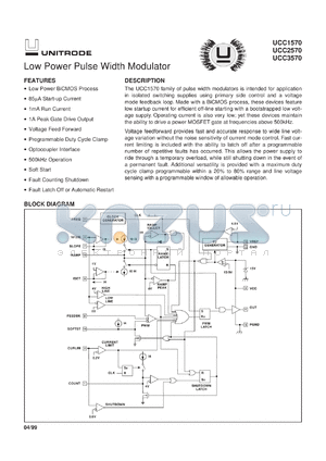 UCC1570J datasheet - LOW POWER PULSE WIDTH MODULATOR