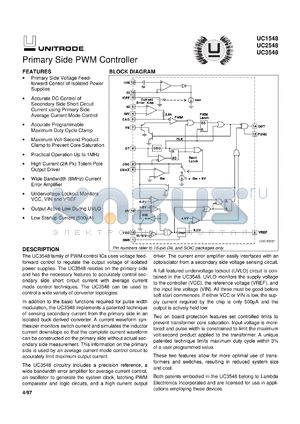 UC3548N datasheet - PRIMARY SIDE PWM CONTROLLER