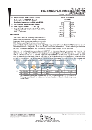 TL1454CDR datasheet - DUAL-CHANNEL PULSE-WIDTH-MODULATION (PWM) CONTROL CIRCUIT