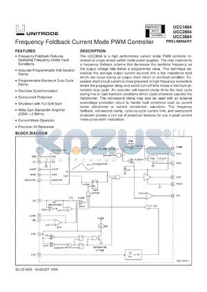 UCC3884DTR datasheet - FREQUENCY FOLDBACK CURRENT MODE PWM CONTROLLER