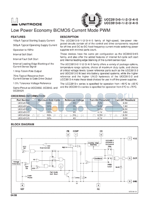 UCC3813PWTR-5 datasheet - LOW POWER ECONOMY BICMOS CURRENT MODE PWM