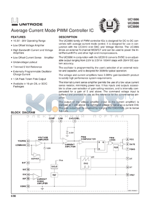 UC3886D datasheet - AVERAGE CURRENT MODE PWM CONTROLLER IC