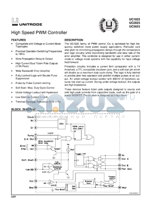 UC3825QRTR datasheet - HIGH SPEED PWM CONTROLLER