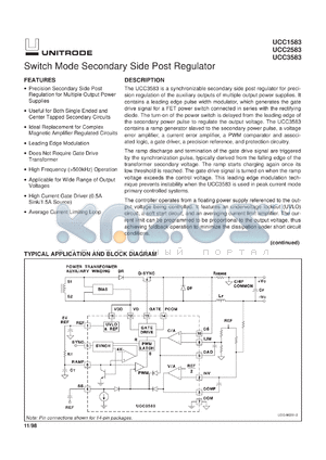 UCC3583DTR datasheet - SWITCH MODE SECONDARY SIDE POST REGULATOR