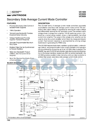 UC3826N datasheet - SECONDARY SIDE AVERAGE CURRENT MODE CONTROLLER