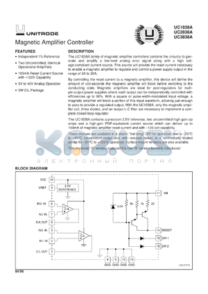 UC2838AQTR datasheet - MAGNETIC AMPLIFIER CONTROLLER