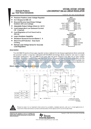 UCC388DPTR datasheet - LOW DROPOUT 200MA LINEAR REGULATOR