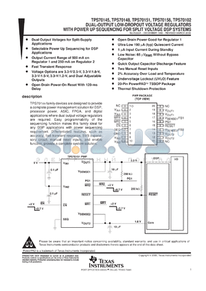 TPS70145PWPR datasheet - DUAL-OUTPUT LDO VOLTAGE REGULATORS