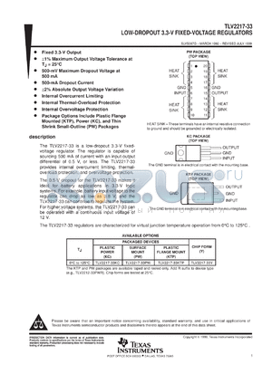 TLV2217-33PWLE datasheet - LOW DROPOUT 3.3-V PNP FIXED VOLTAGE REGULATOR