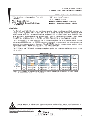 TL751M12QKTGR datasheet - LOW DROPOUT PNP, HIGH CURRENT VOLTAGE REGULATOR WITH SHUTDOWN