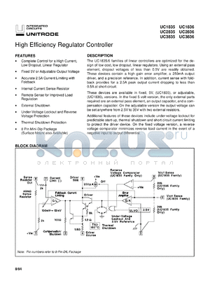 UC1835J datasheet - HIGH EFFICIENCY REGULATOR CONTROLLER