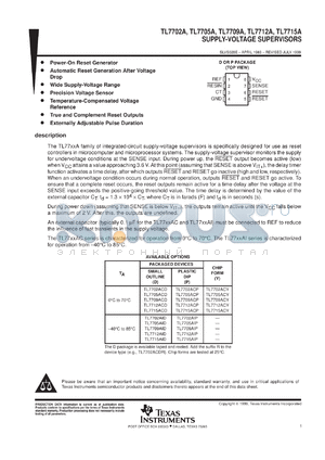 TL7705ACPS datasheet - SINGLE SUPPLY VOLTAGE SUPERVISOR FOR 5V SYSTEMS WITH PROGRAMMABLE TIME DELAY